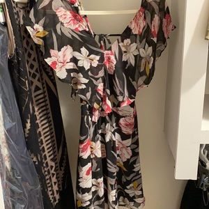 Backless floral dress. Hawaii, beach, wedding guest, semi-formal.